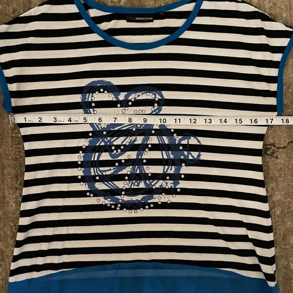 Girl's Youth Miss Understood Striped Short Sleeve Top Size XL - Picture 4 of 5